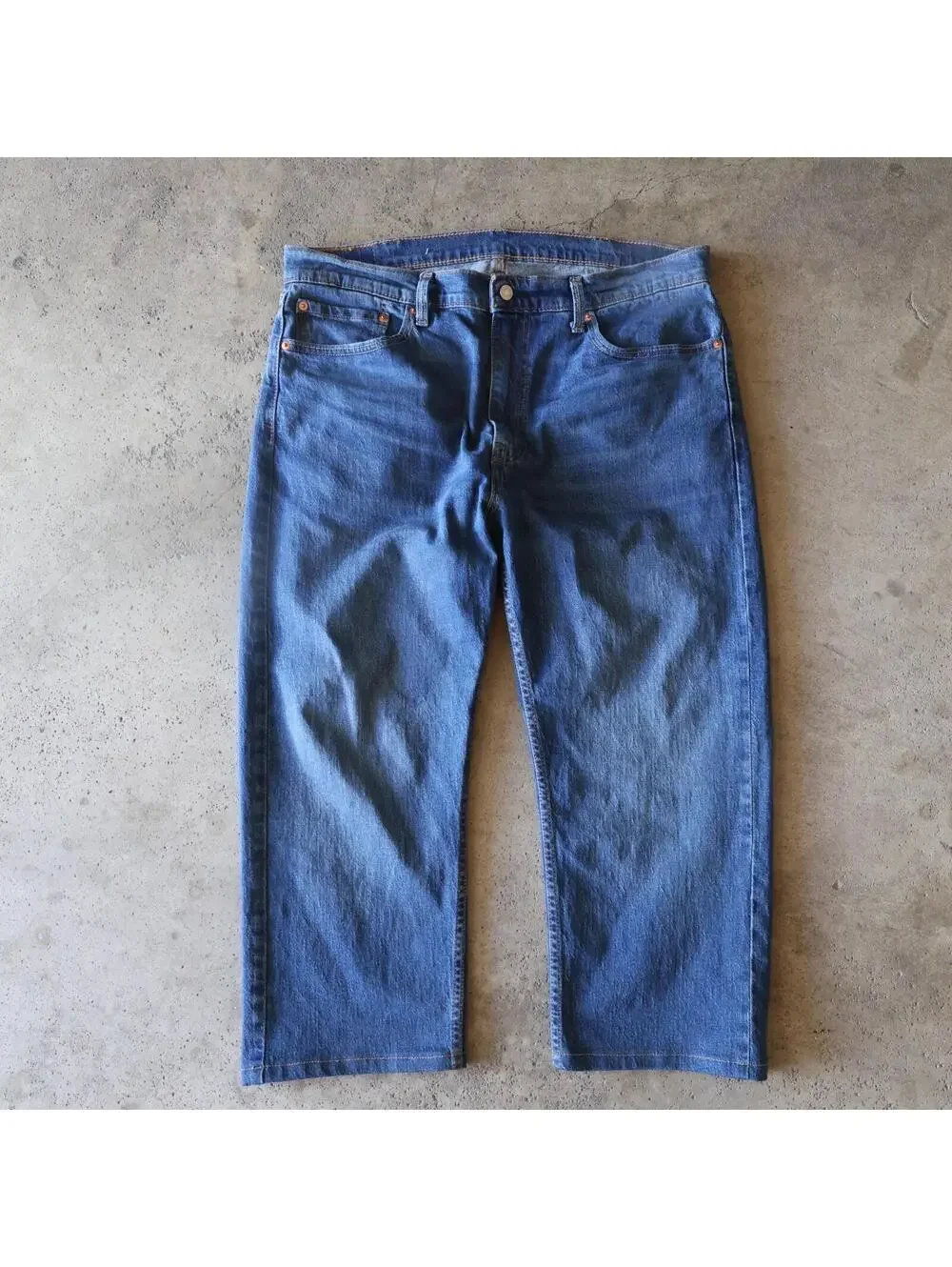 Levi’s 505 Men’s Jeans 38x29 Blue Denim Regular Fit Cropped Hem Red Tab